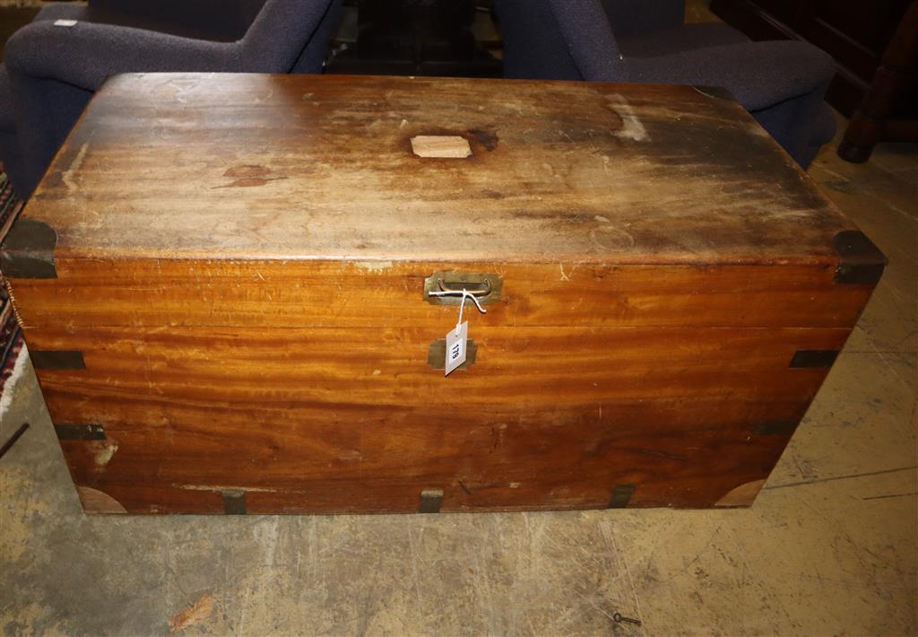 A 19th century brass mounted camphorwood trunk, width 105cm, depth 51cm, height 50cm